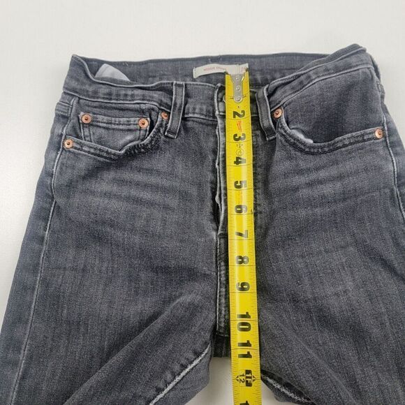 Levi's Wedgie Jeans Womens Skinny Fit Black Medium Wash Button Fly Sz 28 (28x25) - Picture 9 of 10